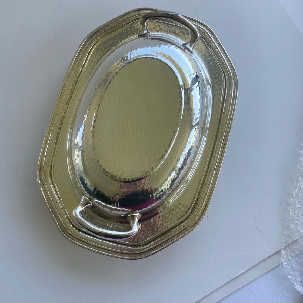 Silver plate Vintage Oval Covered Vegetable Casserole Serving Bowl With Lid